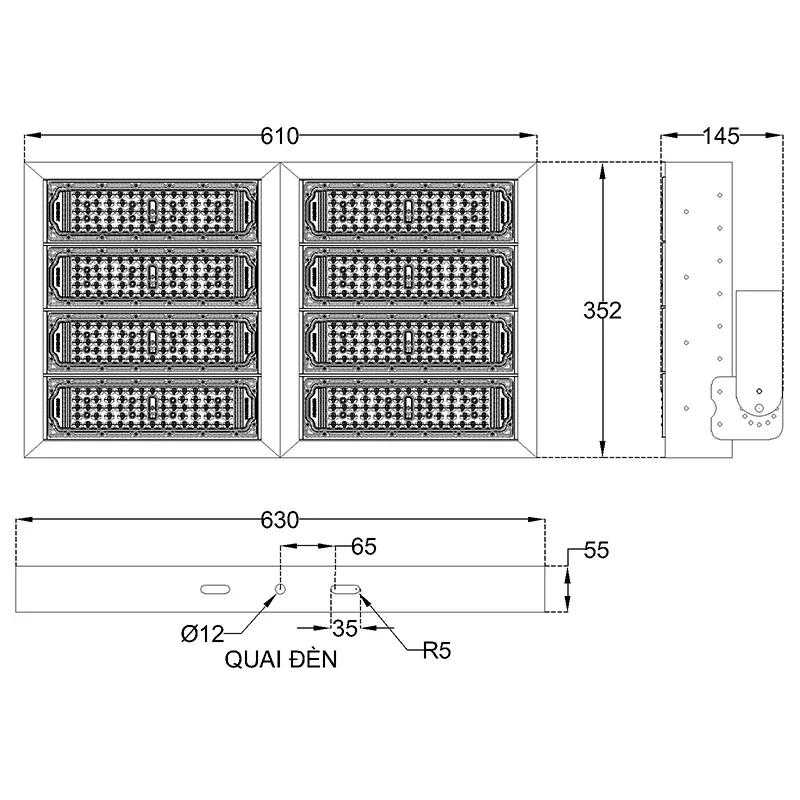 Đèn pha LED module SMD P02 - Công suất 400W - Ảnh 9