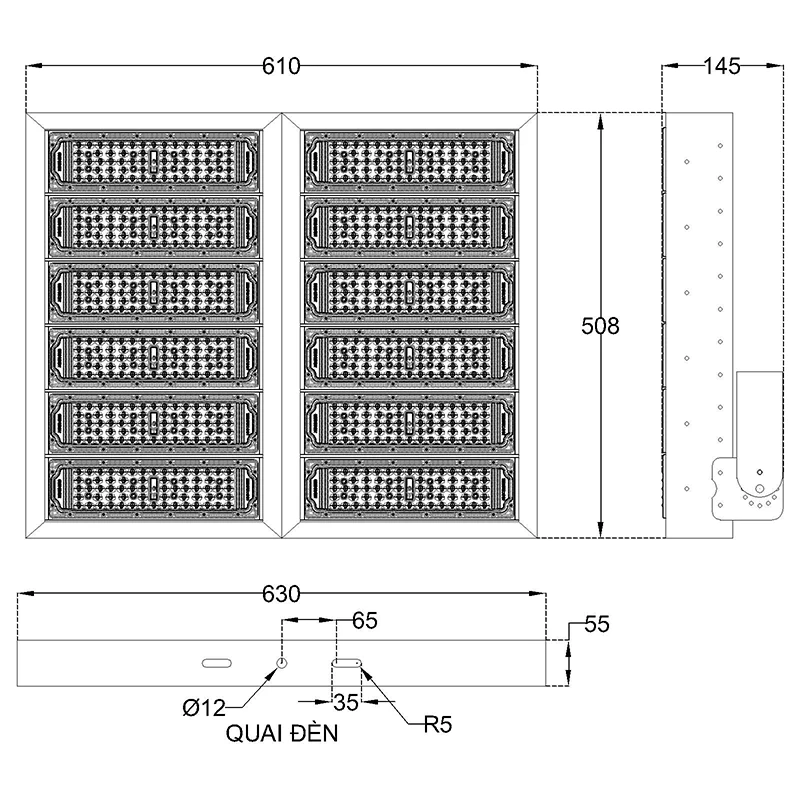 Đèn pha LED module SMD P02 - Công suất 600W - Ảnh 9